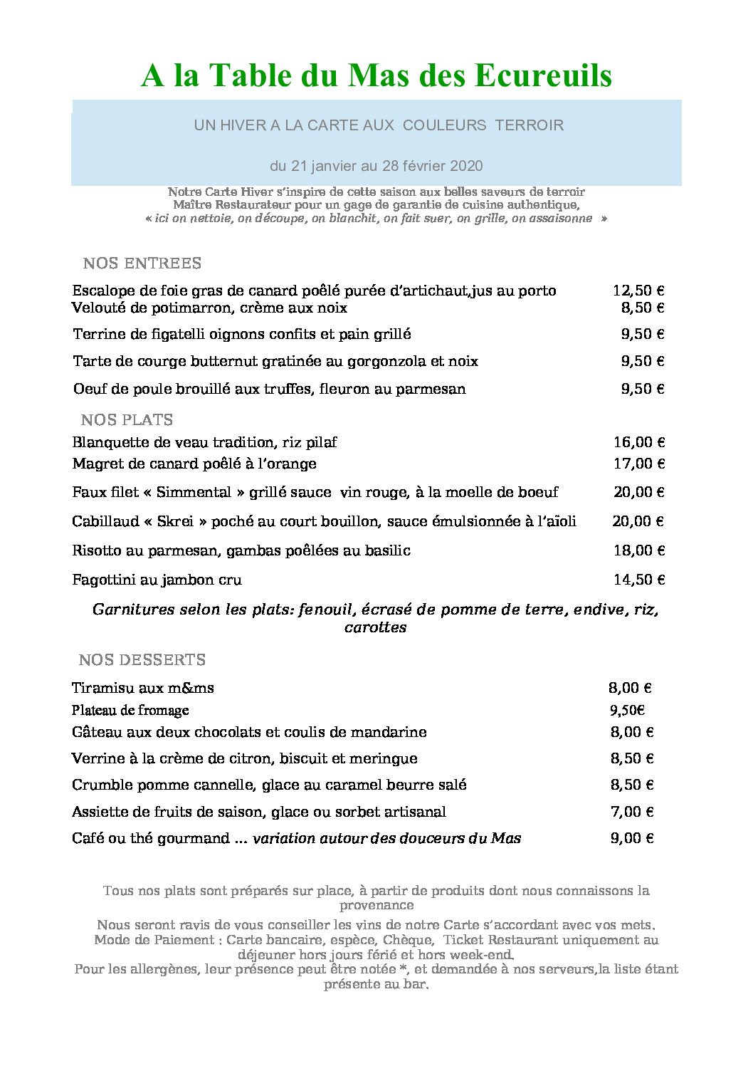 Un Hiver A La Carte Restaurant La Table Du Mas Un Hiver A La Carte Restaurant La Table Du Mas